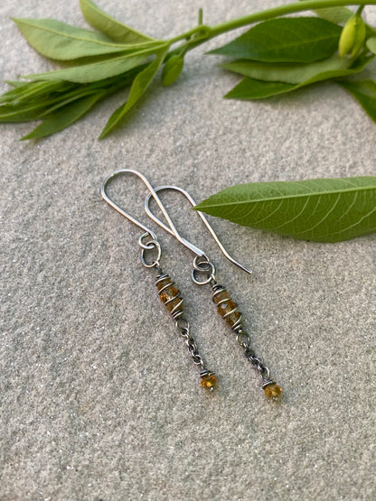 citrine satellite earrings
