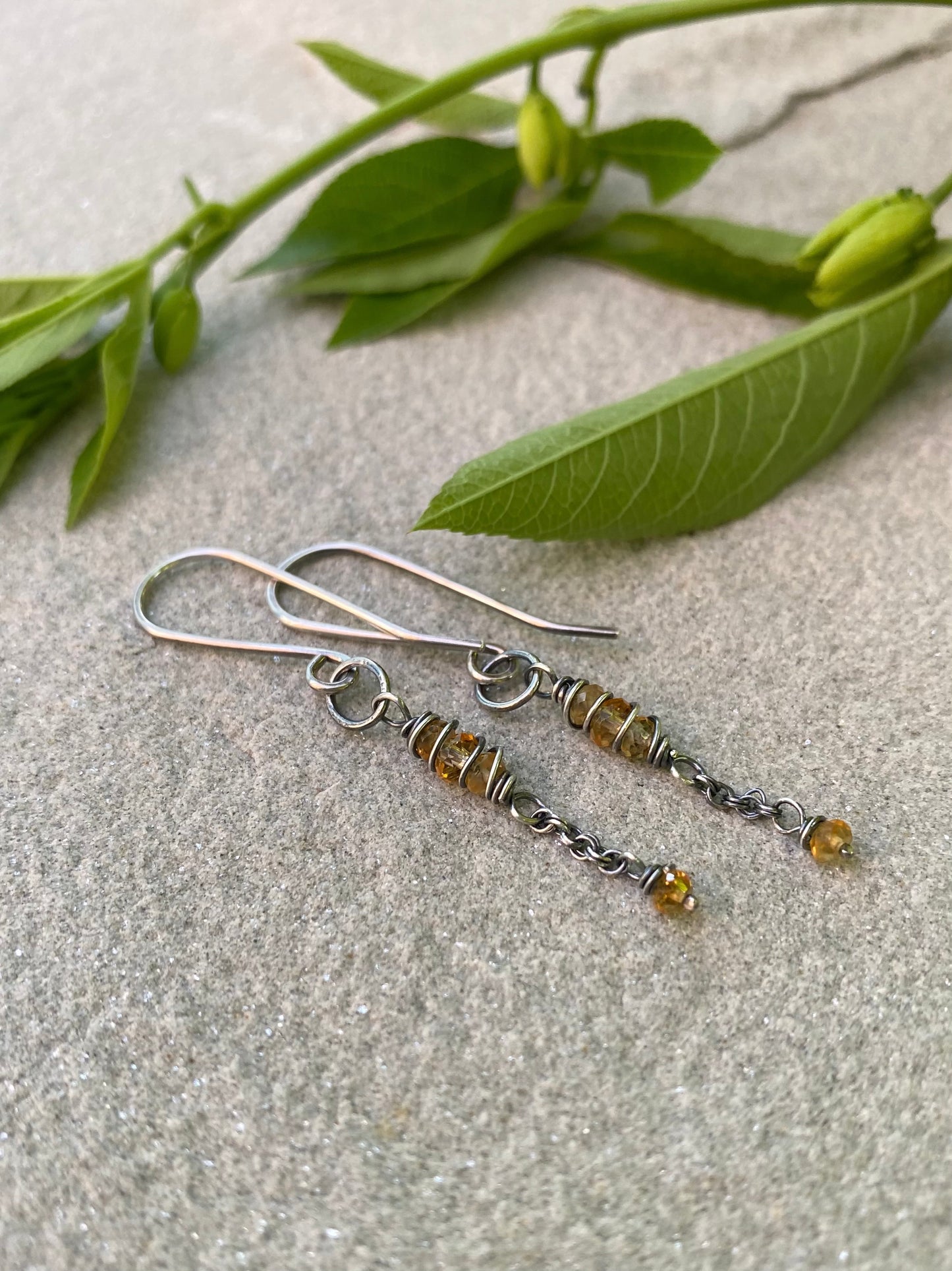 citrine satellite earrings