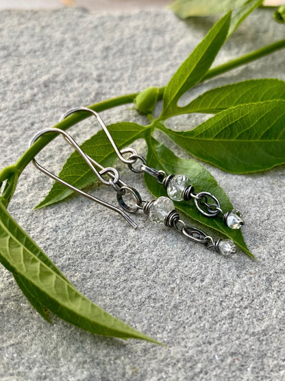 Quartz & Herkimer Diamond Earrings