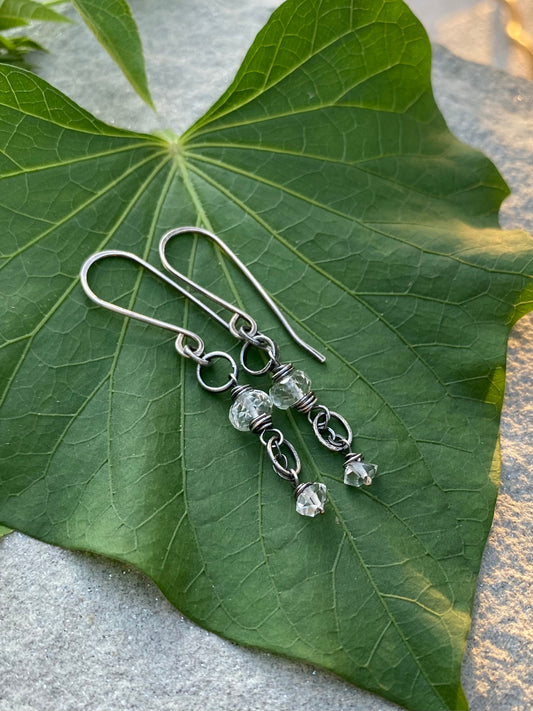 Quartz & Herkimer Diamond Earrings