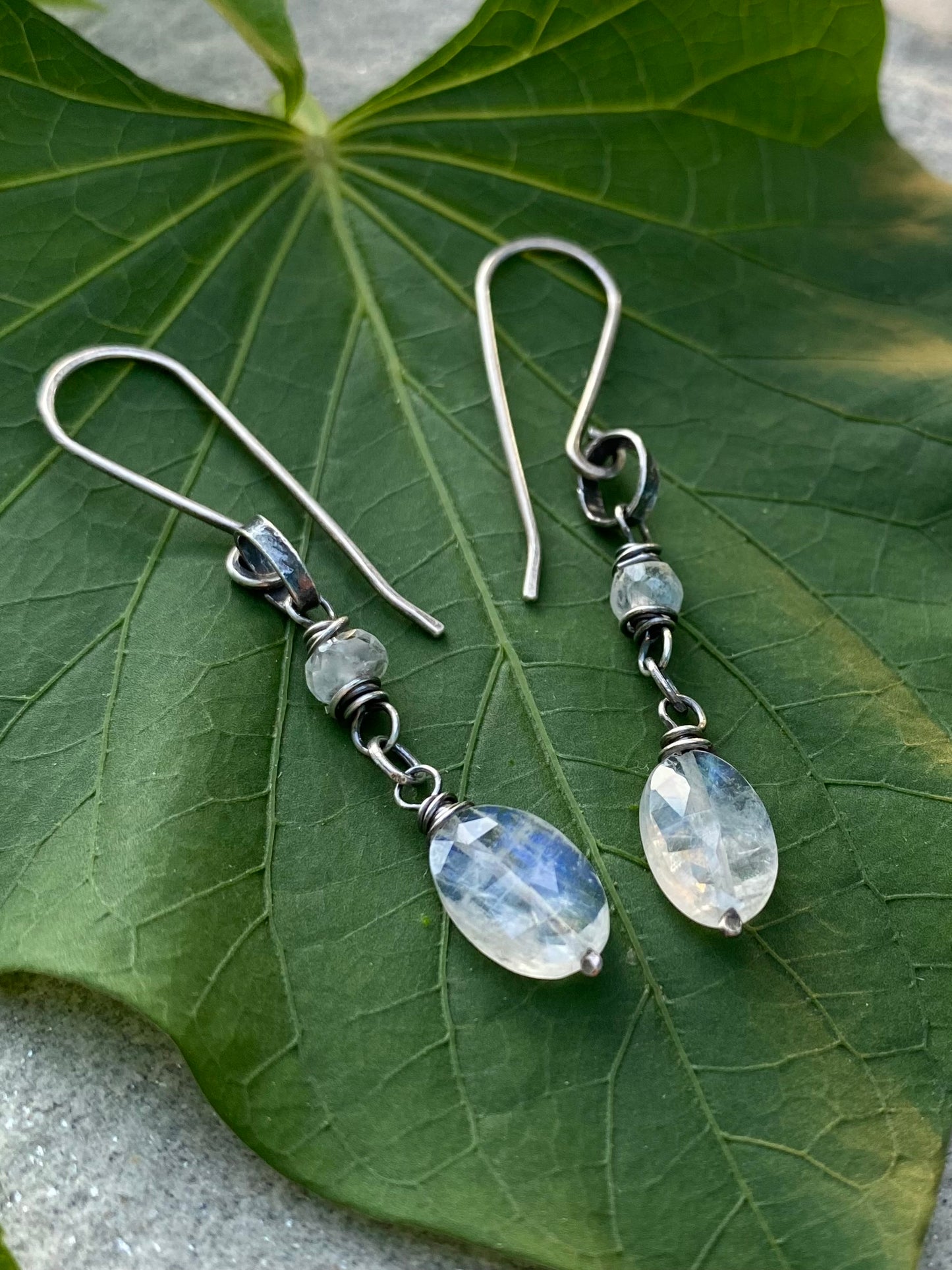 moonstone rustic silver earrings