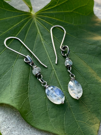 moonstone rustic silver earrings