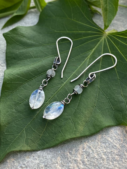 moonstone rustic silver earrings