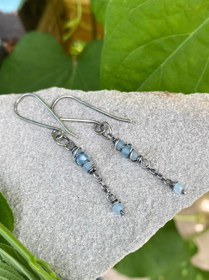 aquamarine satellite earrings