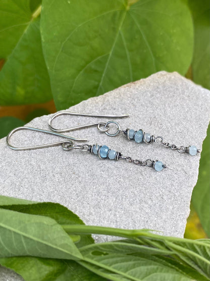 aquamarine satellite earrings