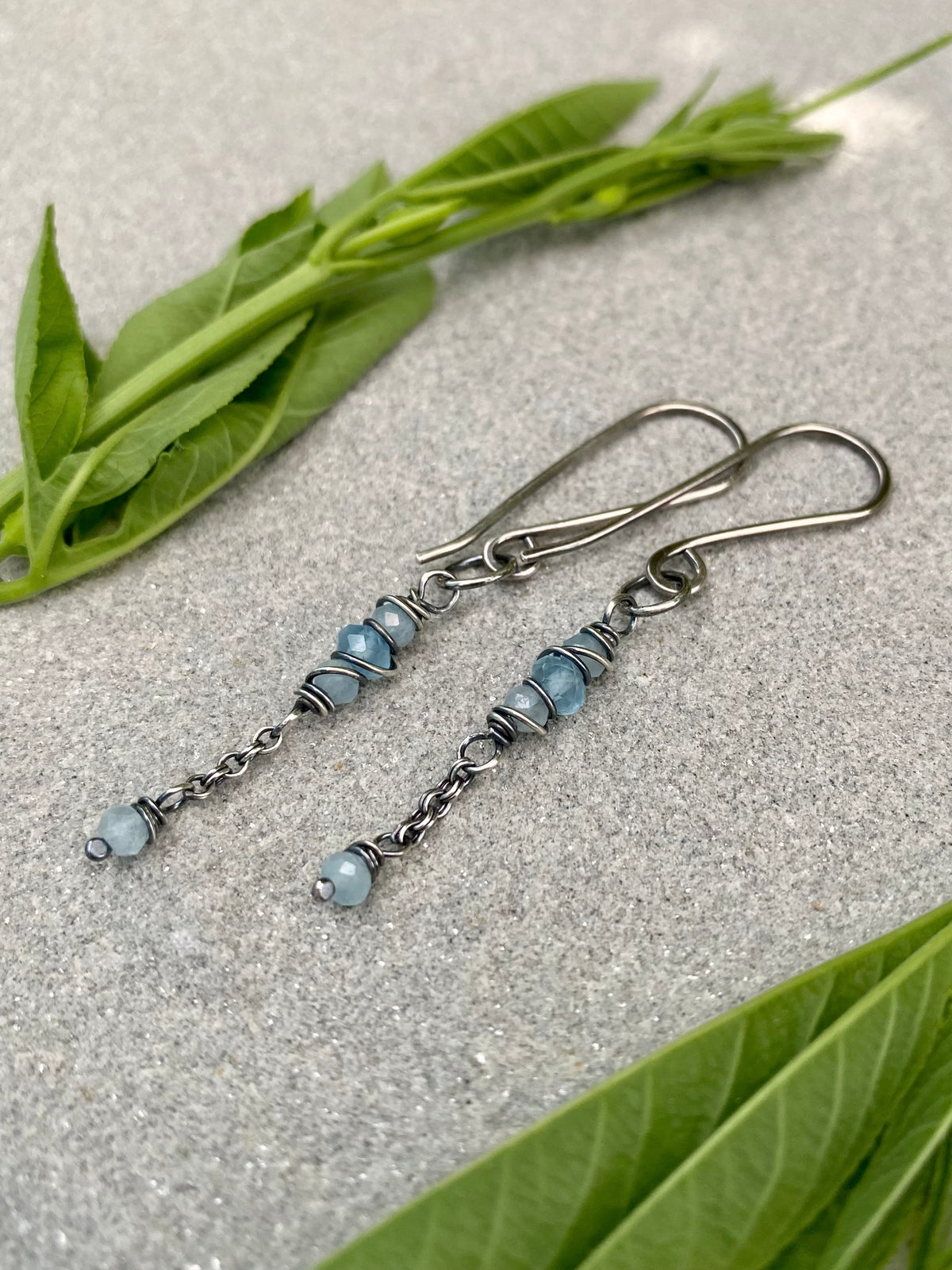 aquamarine satellite earrings