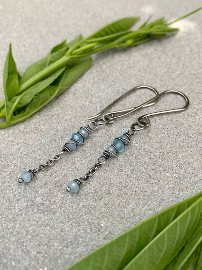 aquamarine satellite earrings