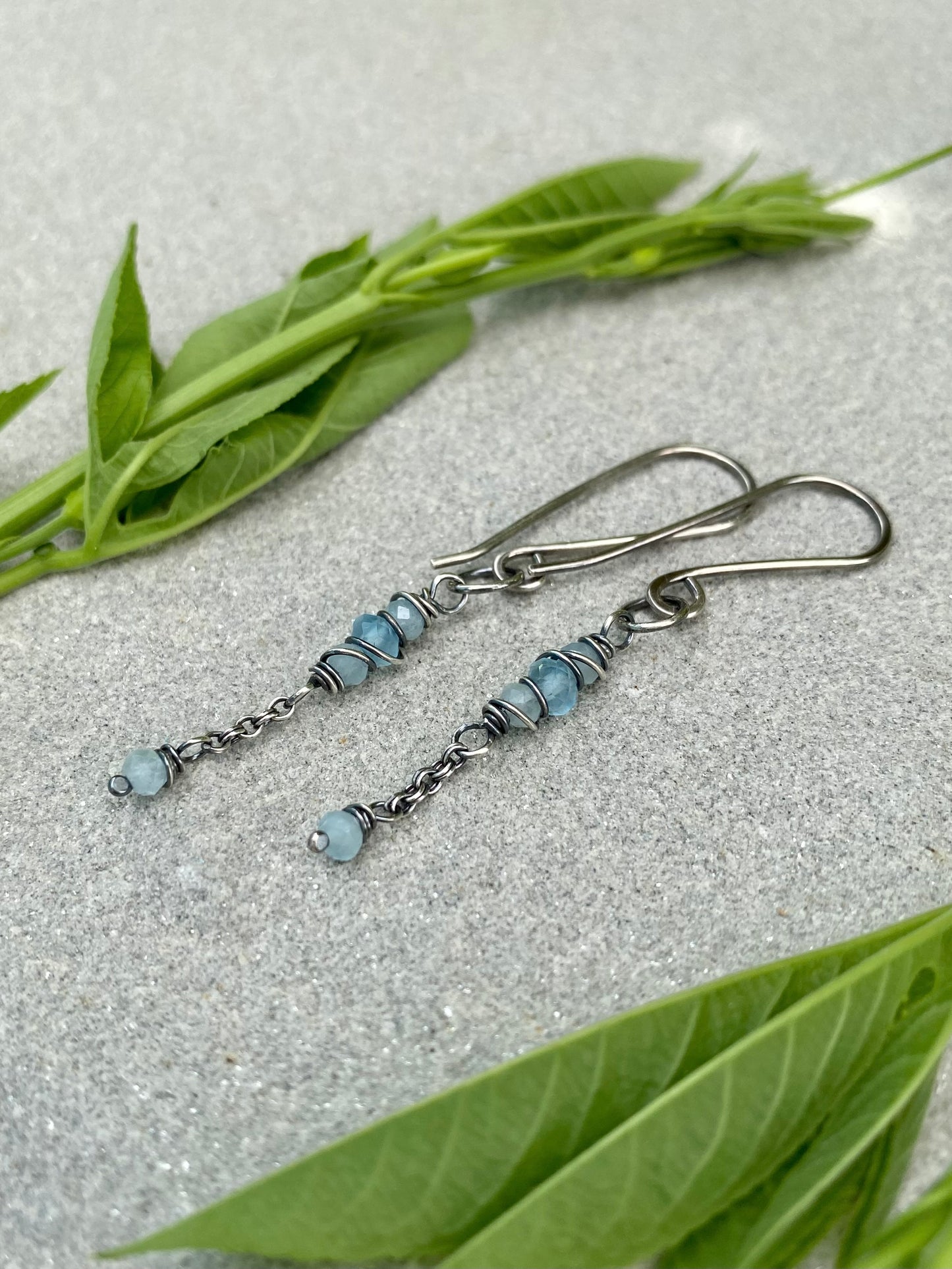aquamarine satellite earrings
