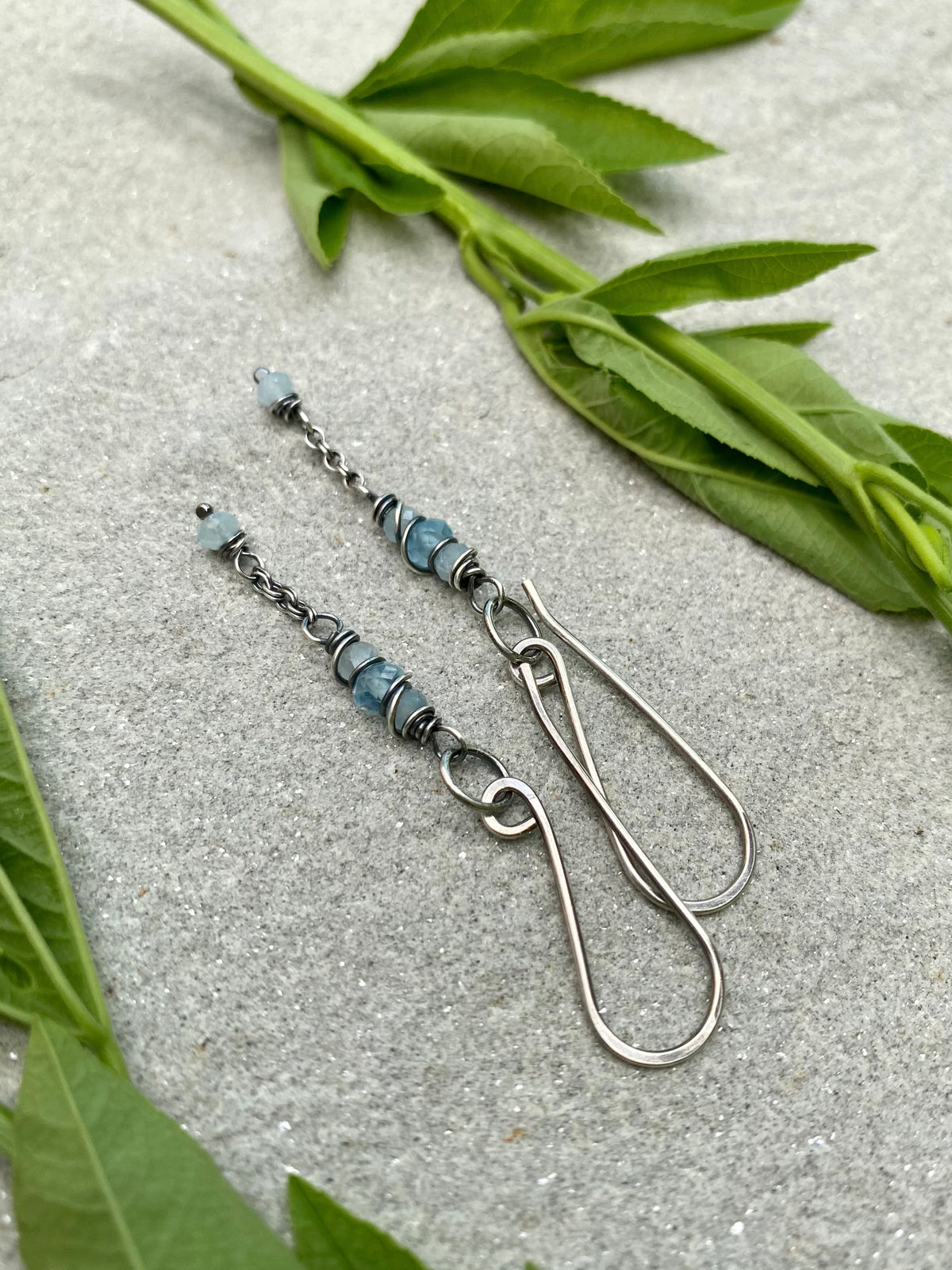 aquamarine satellite earrings