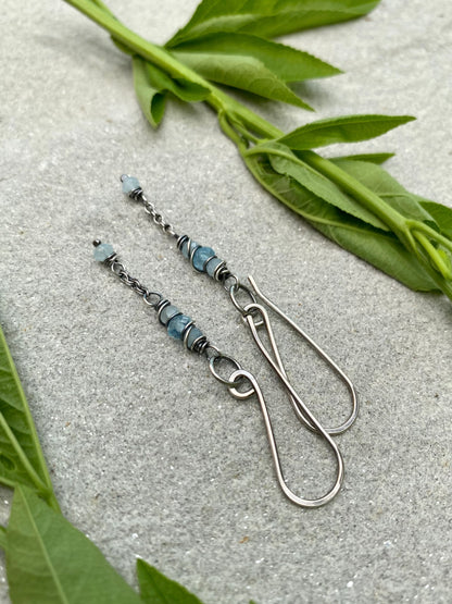 aquamarine satellite earrings