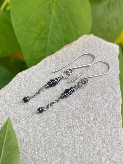 sapphire satellite earrings