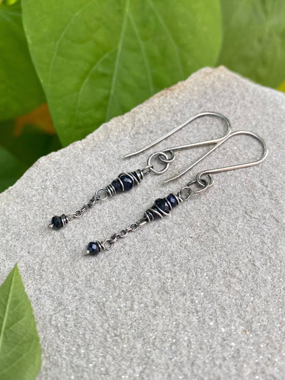 sapphire satellite earrings