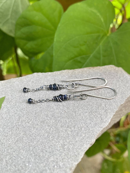 sapphire satellite earrings
