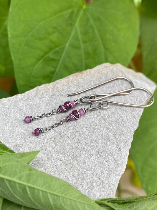 ruby satellite earrings