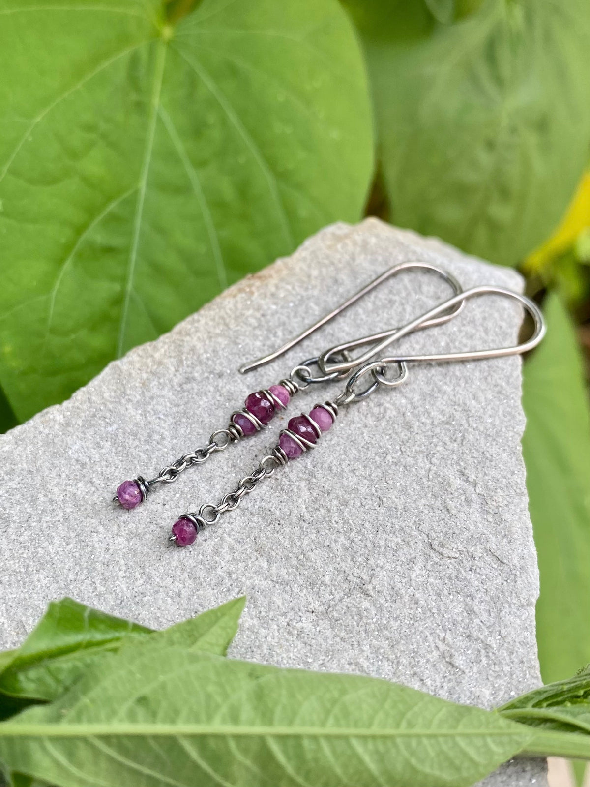 ruby satellite earrings