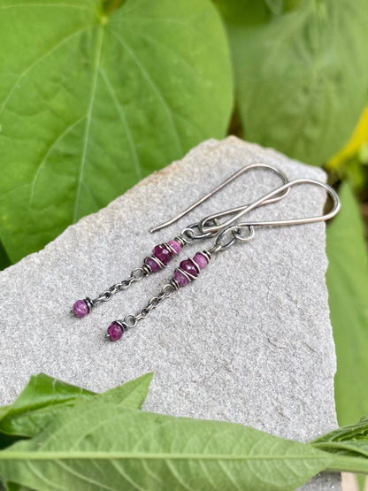 ruby satellite earrings
