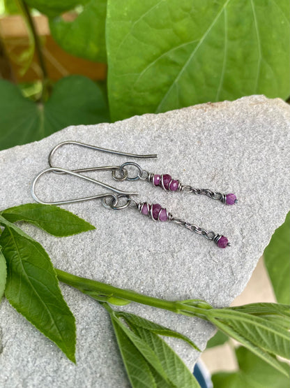 ruby satellite earrings