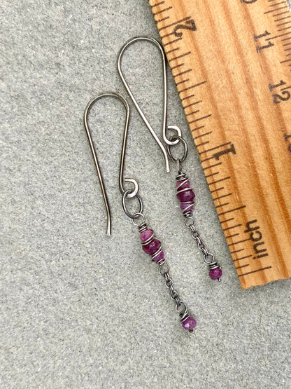 ruby satellite earrings