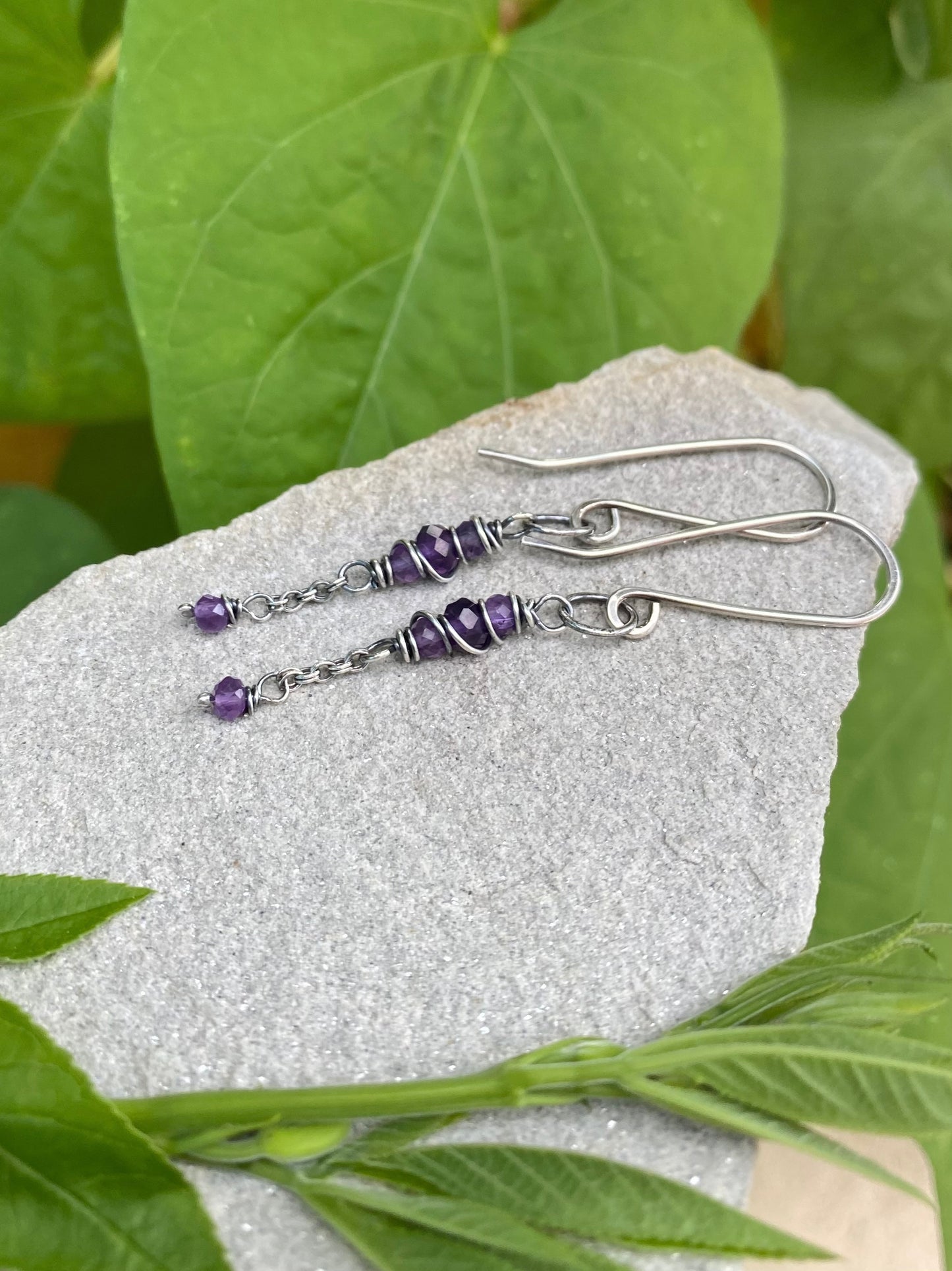 amethyst satellite earrings