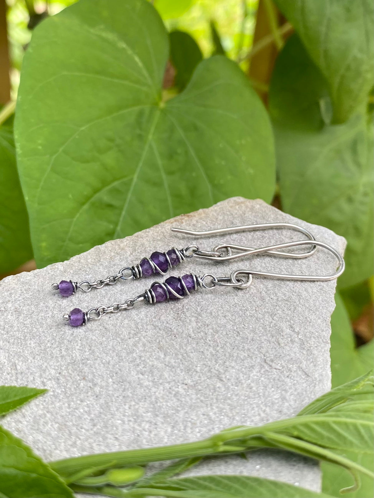 amethyst satellite earrings