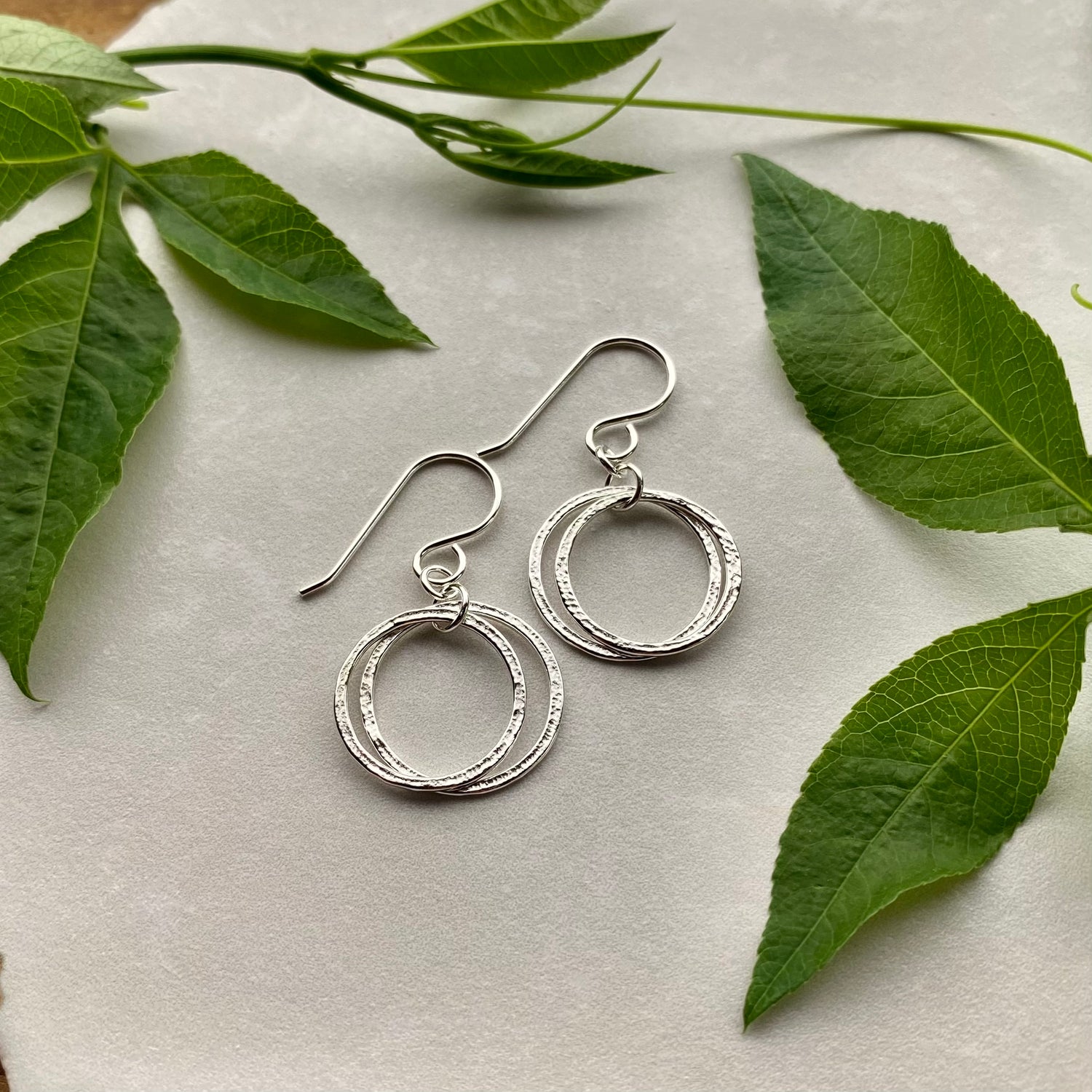 small sterling silver circle dangle earrings