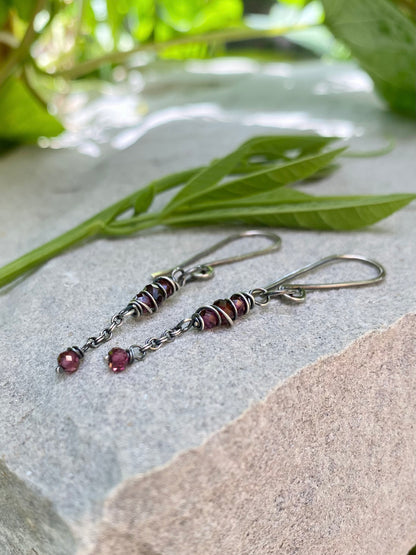 garnet satellite earrings