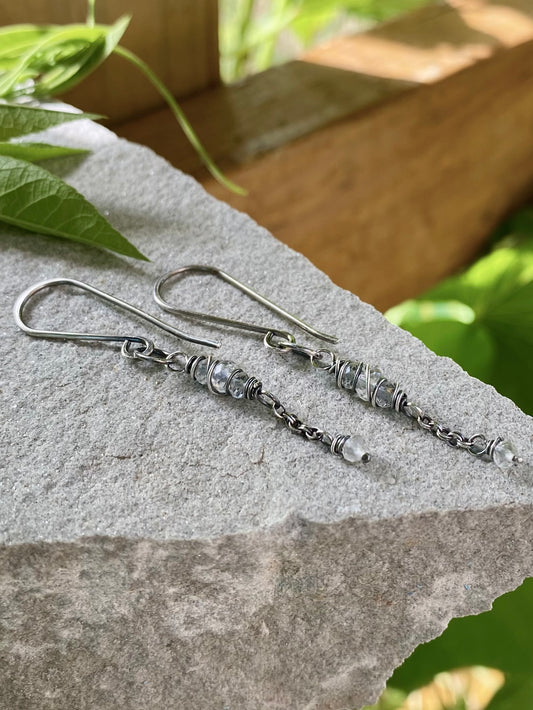 crystal quartz satellite earrings
