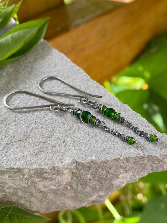 chrome diopside satellite earrings
