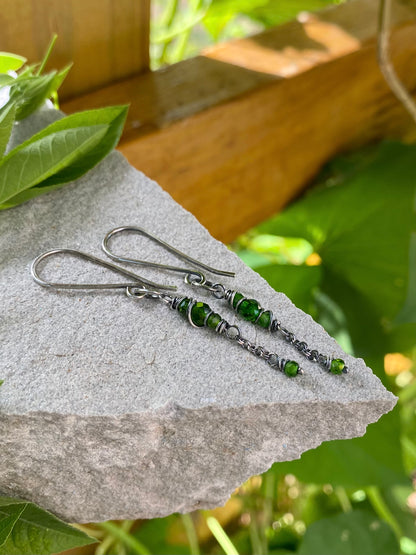 chrome diopside satellite earrings