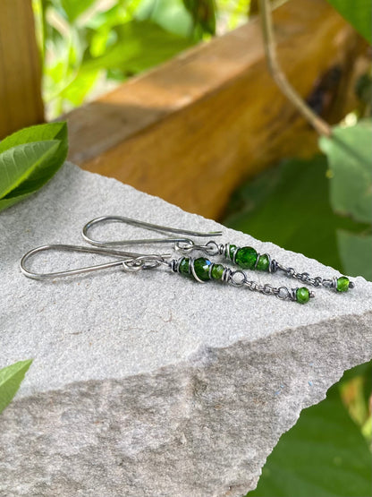 chrome diopside satellite earrings