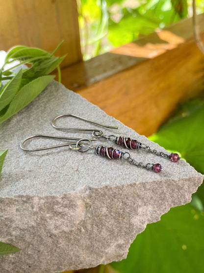 garnet satellite earrings