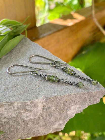 peridot satellite earrings