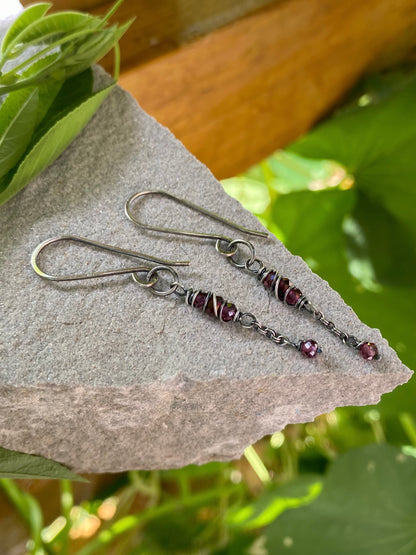 garnet satellite earrings