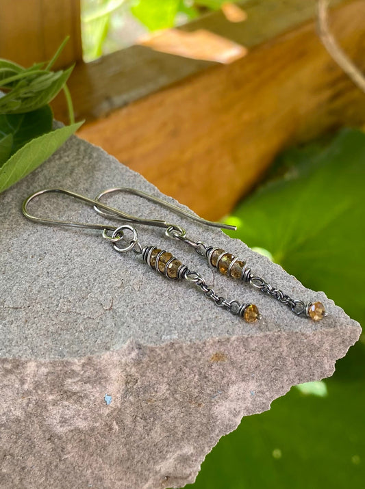 citrine satellite earrings