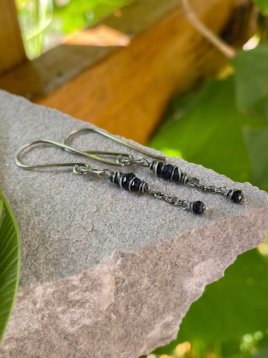 sapphire satellite earrings