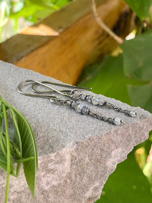 moonstone satellite earrings