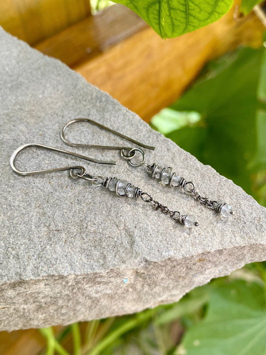 crystal quartz satellite earrings
