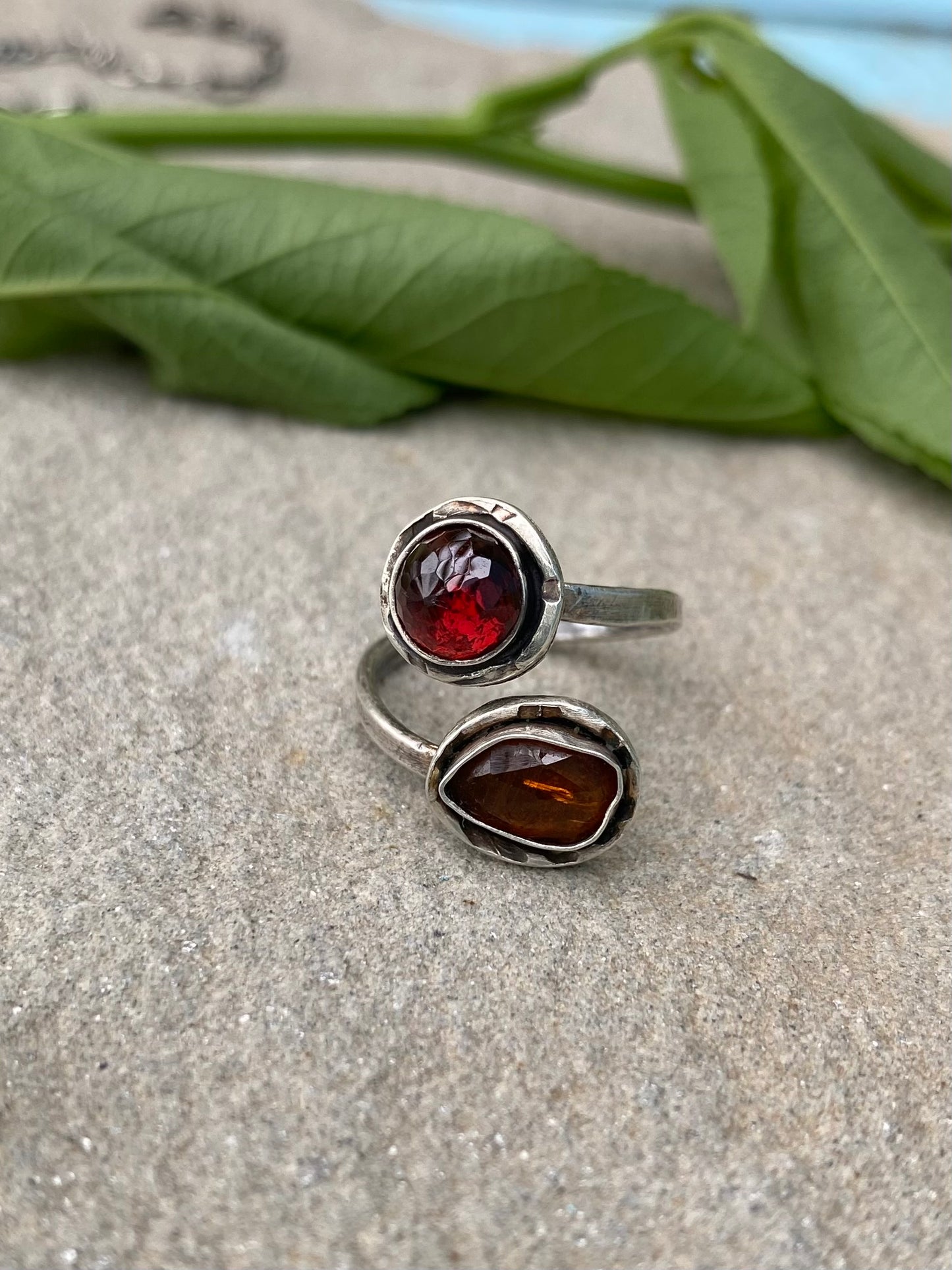 garnet & orange kyanite ring
