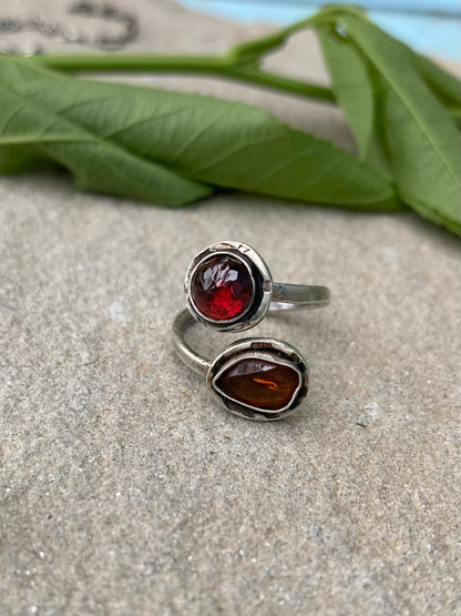 garnet & orange kyanite ring