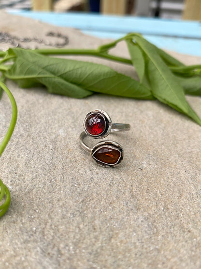 garnet & orange kyanite ring