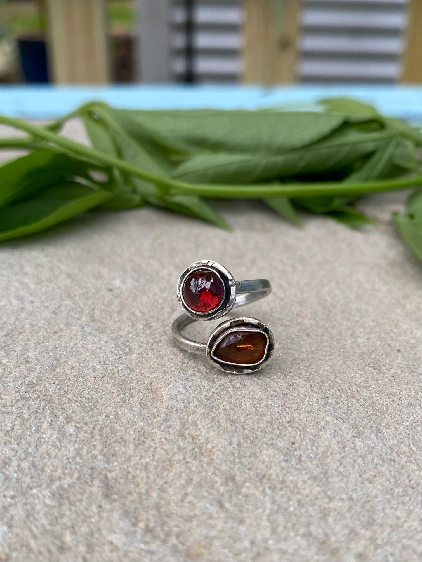 garnet & orange kyanite ring