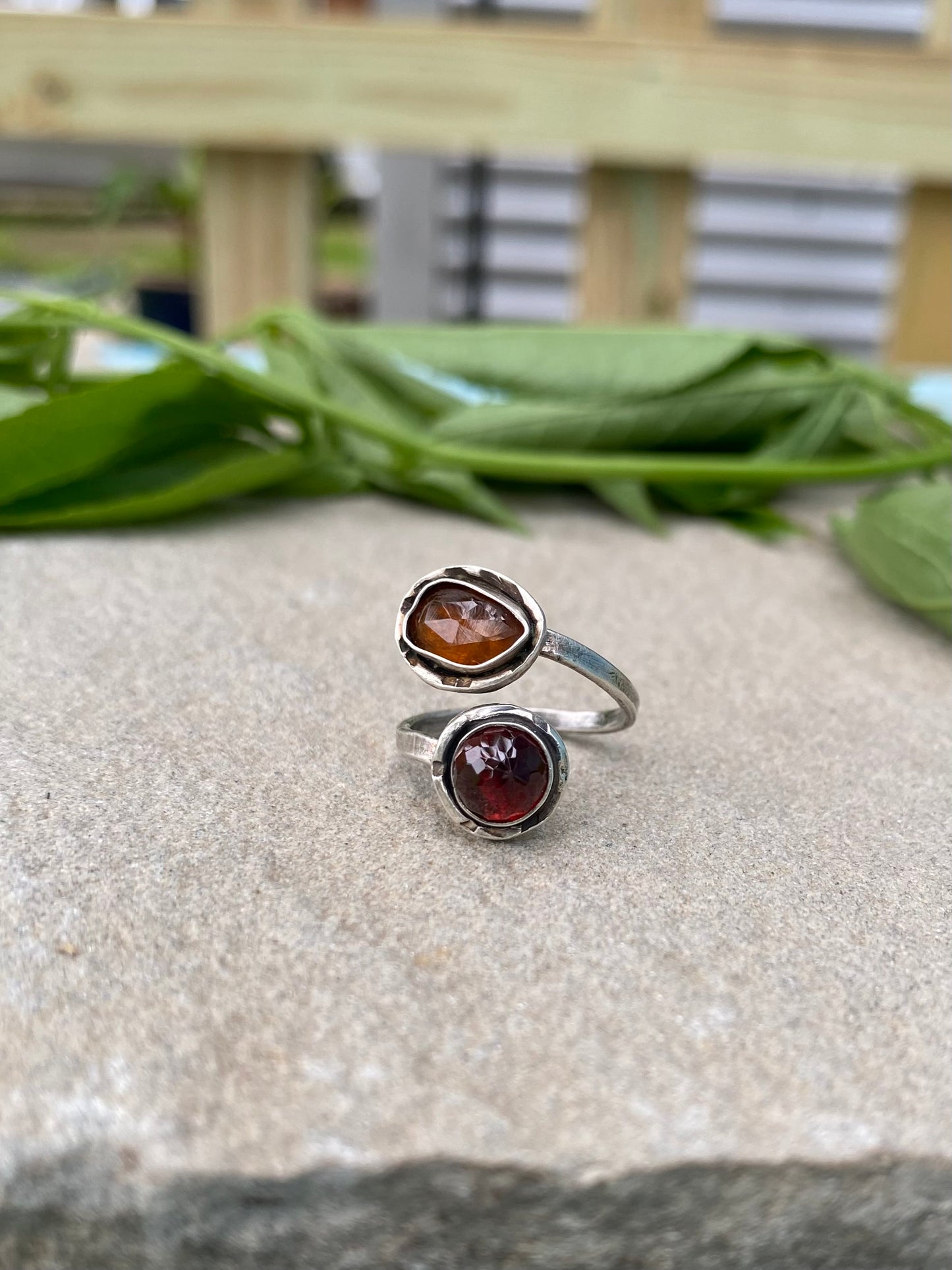 garnet & orange kyanite ring