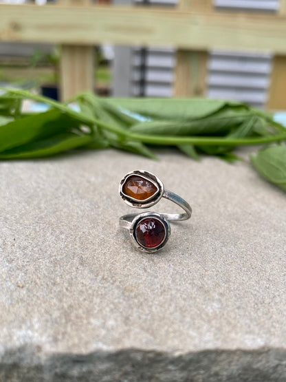 garnet & orange kyanite ring