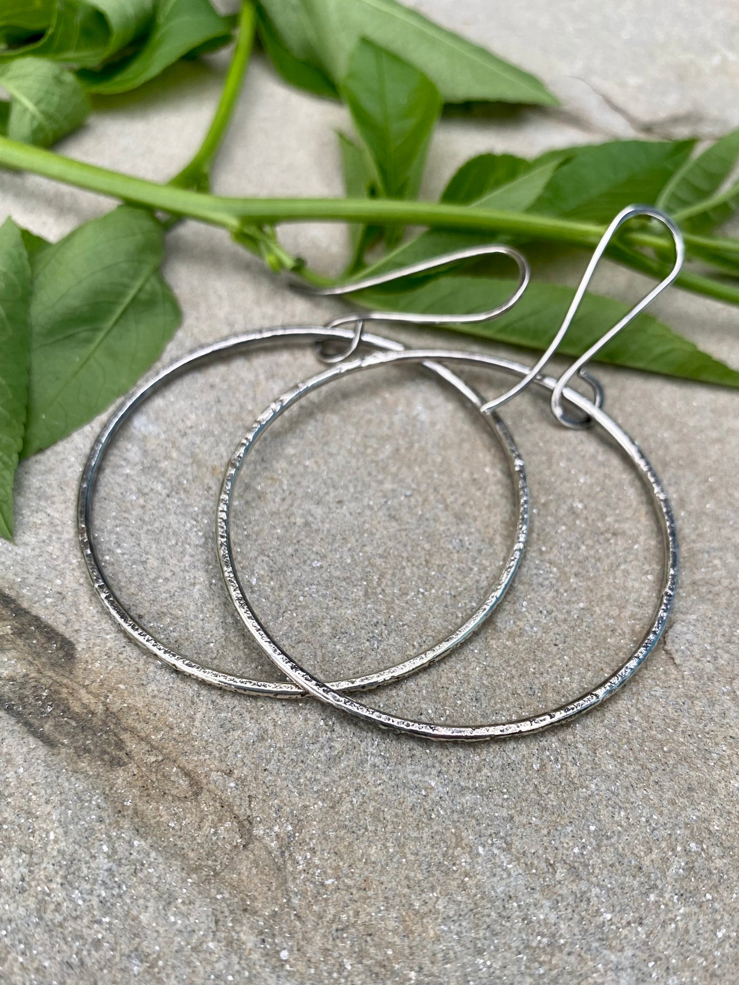 textured 2" circle earrings
