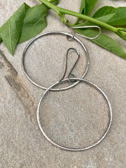 textured 2" circle earrings