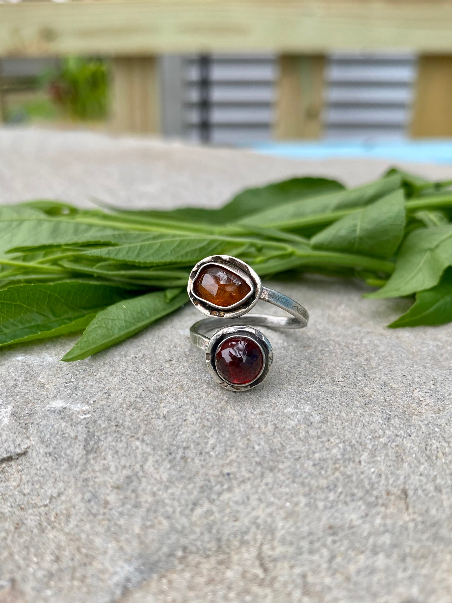 garnet & orange kyanite ring