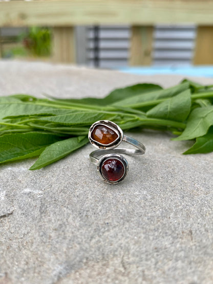 garnet & orange kyanite ring