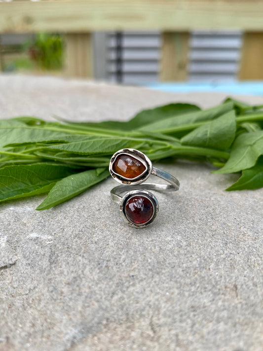 garnet & orange kyanite ring