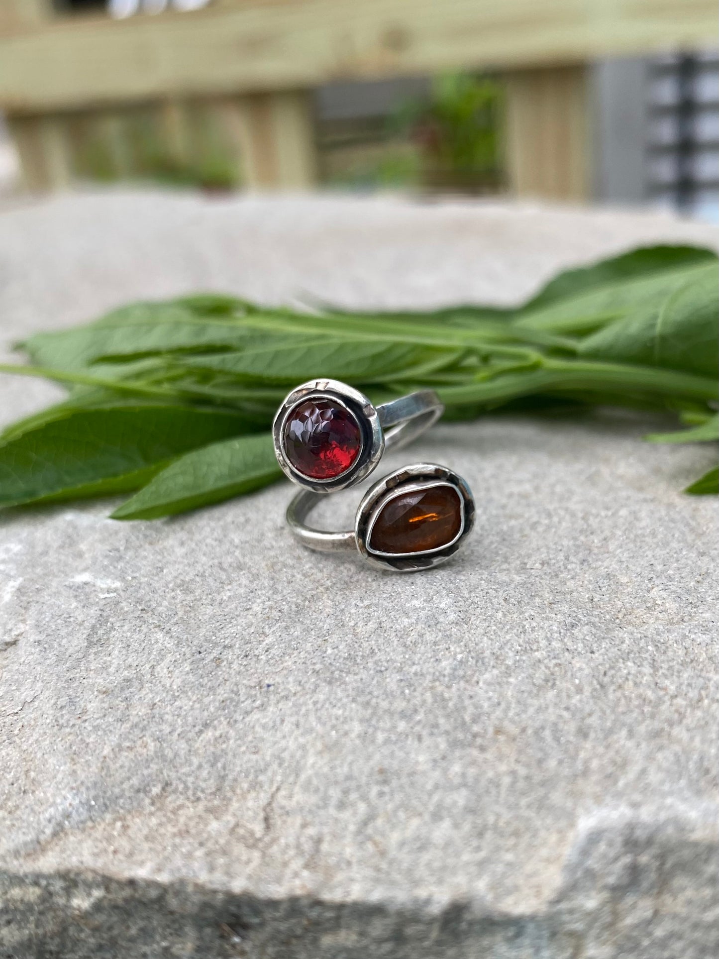 garnet & orange kyanite ring