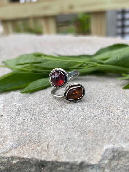 garnet & orange kyanite ring